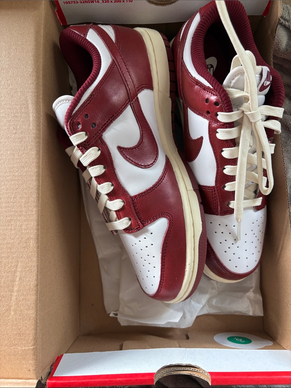 Nike Dunk Low-Top Sneakers in White & Burgundy